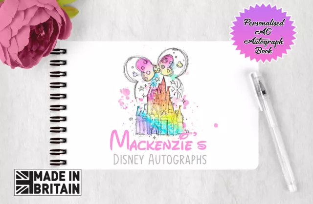Personalised Disney Autograph Book Multi Coloured Disneyland World Castle Book