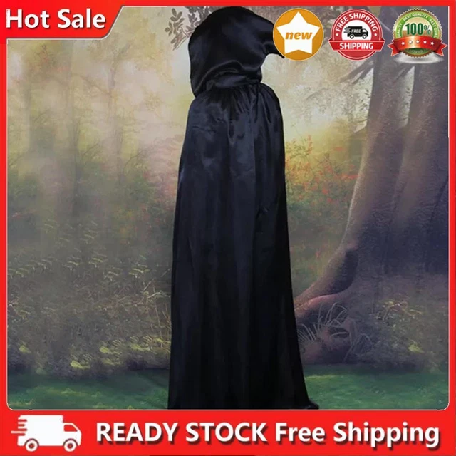 Abito mantello Halloween con cappuccio lungo cosplay vampiro diavolo costumi mantello (90 cm)