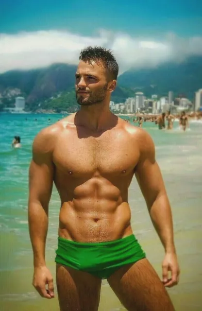 Shirtless Male Beach Body Muscular Beefcake Hunk Beard Guy PHOTO 4X6 G16