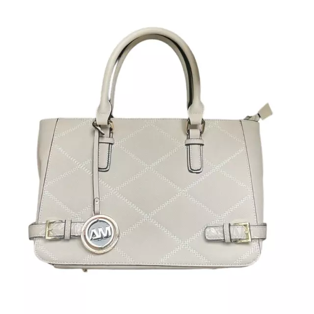 Ameri Mode Leather Tote Bag Women's Size Medium White Luxury Shoulder Bag 190