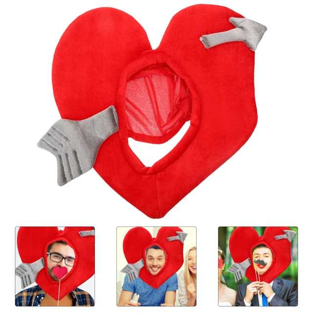 Divertido Amor Tocado Boda Divertido Corazón Sombrero Amor Corazón Tocado Rojo Tela
