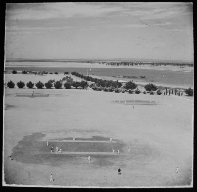 VTG Magic Lantern Slide CRICKET ON GEELONG PLAYING FIELDS C1949 PHOTO AUSTRALIA
