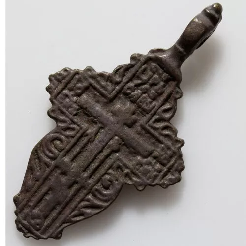Late Medieval Bronze Christian Cross Pendant-Wearable