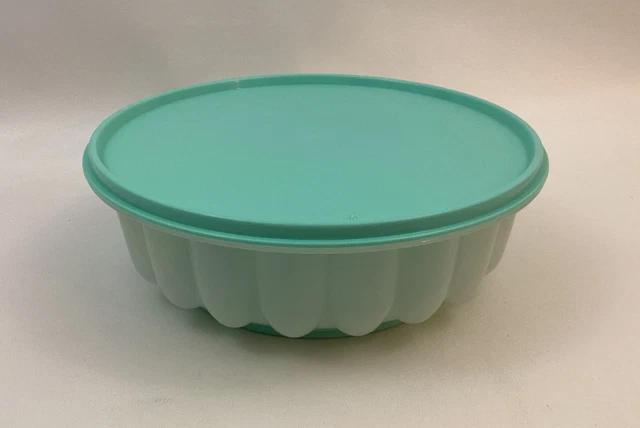 Molde de gelatina Tupperware 3 piezas transparente y azul/verde color brillante limpio