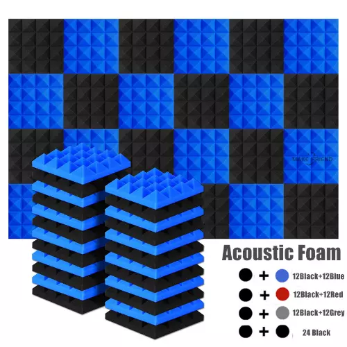 24Pcs Studio Acoustic Soundproof Foam Insulation Sound Absorption Panels