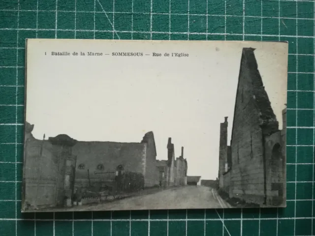 vc004 CPA circa 1914 WW1 Sommesous rue de l'église après bataille marne