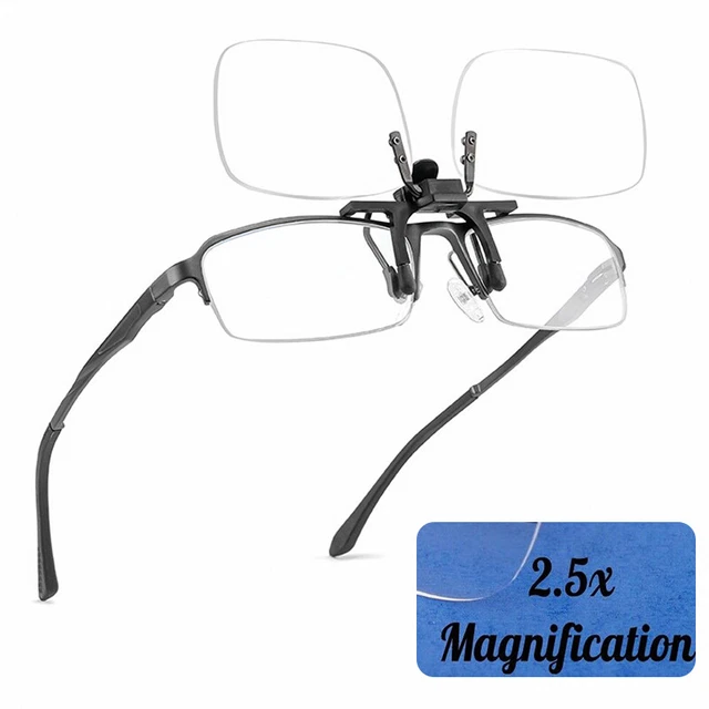 New Clip On Flip Up Magnifying Glasses Spectacles 2.5x Magnification O
