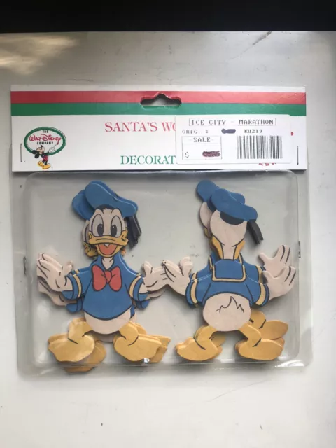 Vintage Walt Disney Santa's World Christmas Decoration Donald Duck Sealed 1970s