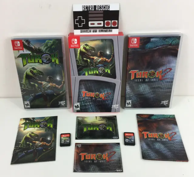Turok 1 2 Seeds of Evil Nintendo Switch Game Bundle Limited Run N64 Manual Cards