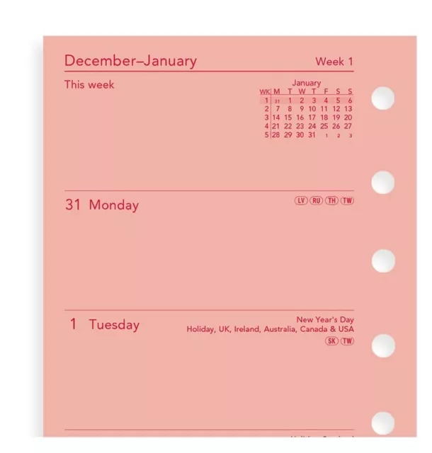 Filofax Pocket 2020 Week On Two Pages Diary Pink Refill Planner 20-68278 Gift #C 2