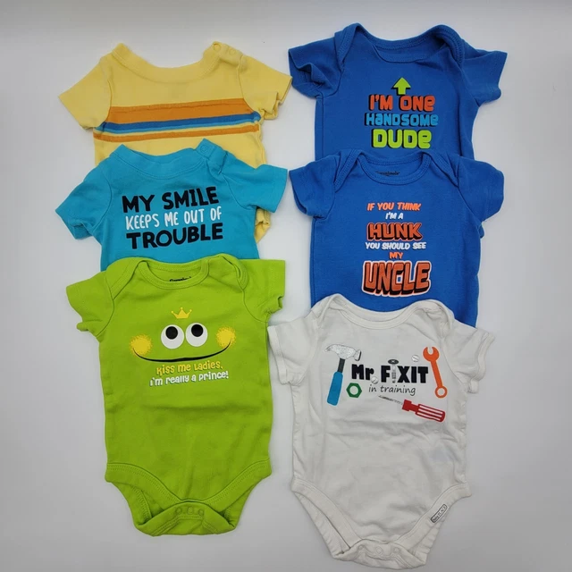 Garanimals Short Sleeve Bodysuits Infant Boy Size 0-3 Months Lot of 6