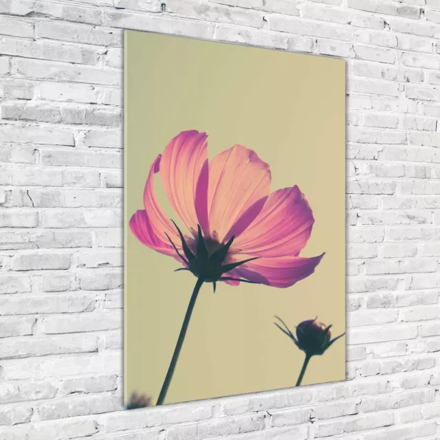 Tulup Pittura Su Vetro Tempereto Immagine 70x100cm - Fiori Rosa