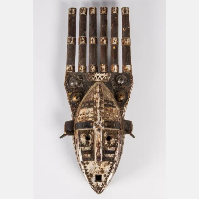 Bamana Ntomo Style Wood and Metal Mask Mali African Tribal Art