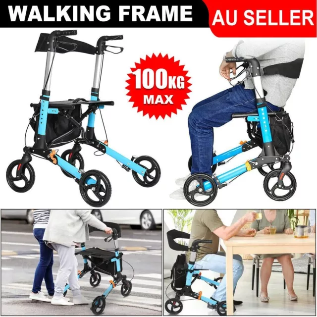 Portable Fold Up Rollator Walker Safety Mobility Aid Wheelchair Lightweight🚨New