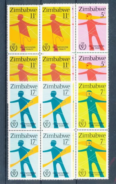 [BIN15320] Zimbabwe 1981 Equality good set in blocks of 4 stamps very fine MNH