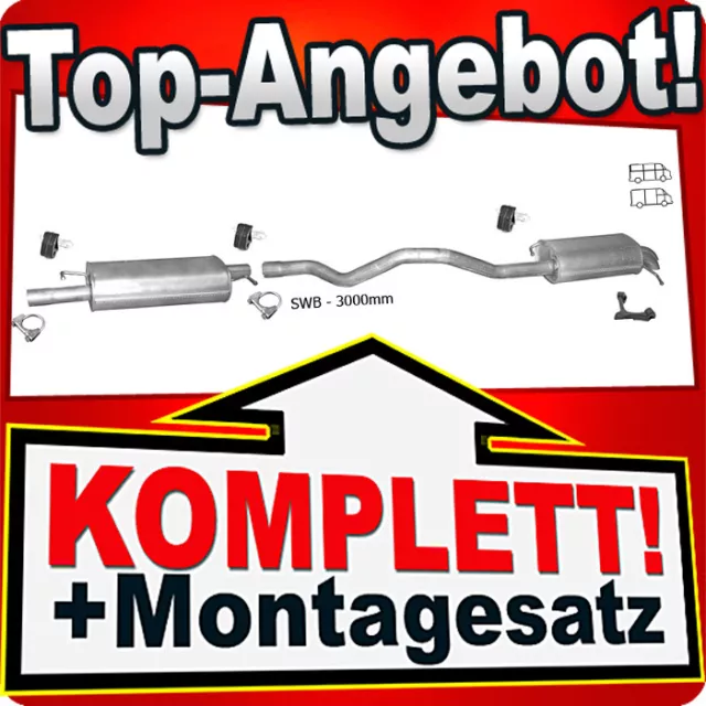 Auspuff für VW T5 TRANSPORTER V 1.9 TDI SWB-Kurz 2003-2009 Auspuffanlage