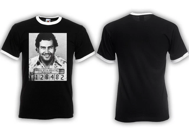 Maglietta Pablo Escobar Mugshot Ringer Medellin, Gangster, Cocaina, Scarface, Blow, Padrino