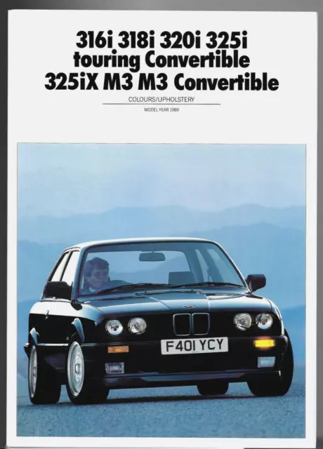 BMW 3-Series E30 Colour & Trim 1989 UK Market Foldout Brochure Inc M3