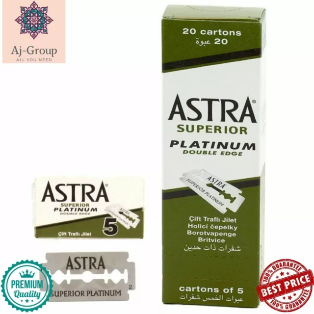 200X Double Edge Astra Superior Platinum Safety Shaving Razor Blades شفرات...