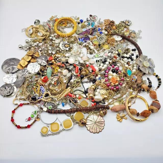 Large Craft Jewelry Lot Mixed Vintage to Now Costume Fashion 4 lbs 7 oz As Shown