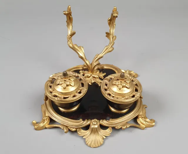 Tintenfass, Blaise Millet, 19 Jh, Louis XV Style, Chinoiserie, vergoldete Bronze