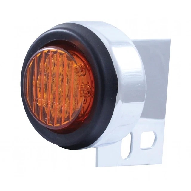 Chrome Mud Flap Hanger End Light W/ 9 Amber Led 2" Flat Light - Amber Lens