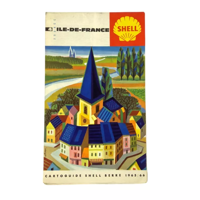 ILE DE FRANCE 196566 Cartoguide Map in French Shell Oil Company Travel