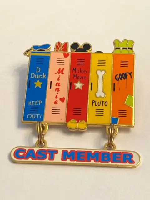 Disney Wdw Cast Member Fab 5 Locker Dangle Pin Badge Donald Minnie Pluto Goofy