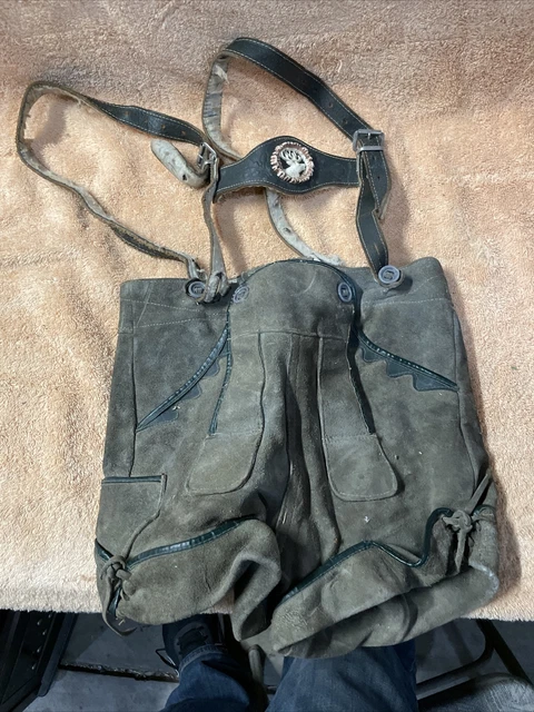 Vintage German Lederhosen Leather Oktoberfest Suede Child Shorts Suspenders