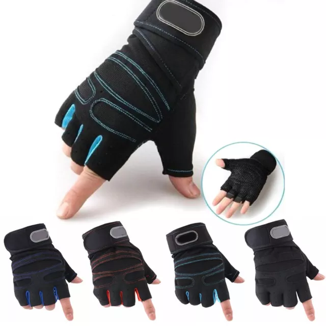Weight lifting Gym Gloves Training Fitness Wrist Wrap Workout Exercise Sports CA