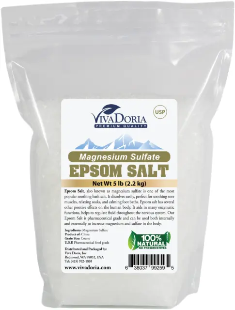 2.3kg Epsom Sel (100% Magnésium Sulfate) Usp Grade Cristal Bain Sel