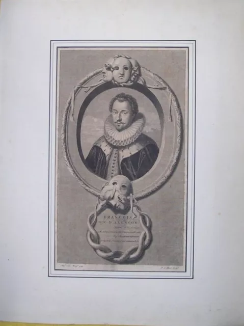 GRAVURE ANCIENNE XVIIème - FRANCOIS DUC D'ALENCON PAR ADRIEN VAN DER WERFF