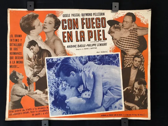 1954 Le Feu dans la peau GISELE PASCAL France Authentic MEXICAN LOBBY CARD 16x12