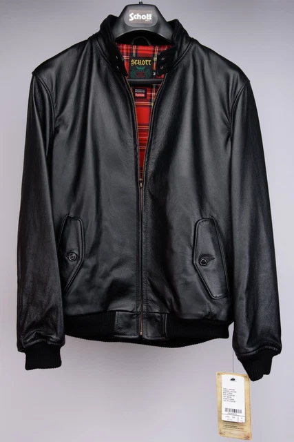 SUPREME X SCHOTT Black Leather Harrington Jacket Medium SS16