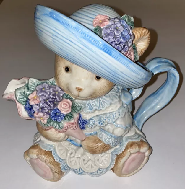 RETIRED Fitz And Floyd, Teddy Bear Teapot, 1993, Hand painted, Taiwan, Easter