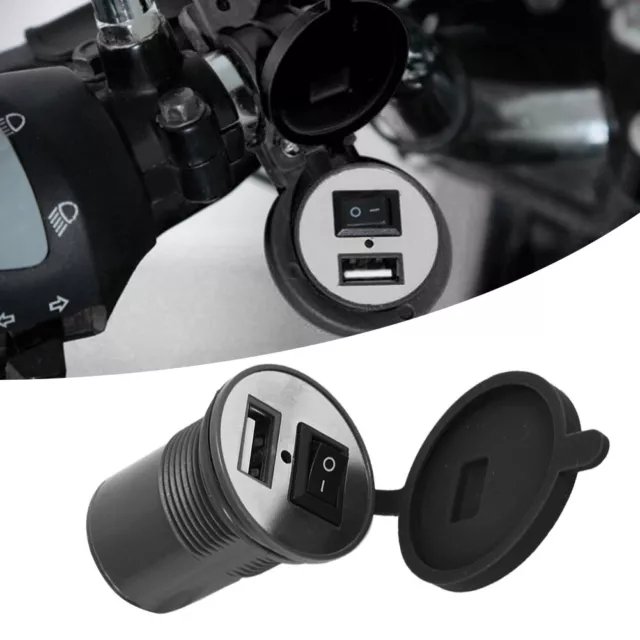Black Motorcycle Handle Bar Phone Holder Waterproof USB DC 12V With