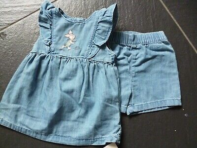 Baby Girls 2 Piece Cotton  Top & Shorts Outfit Age 9-12 M.MARKS AND SPENCER BNWT