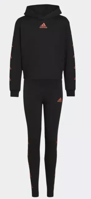 Adidas Junior Ragazze Set tuta da pista con cappuccio e leggings stretti con cappuccio