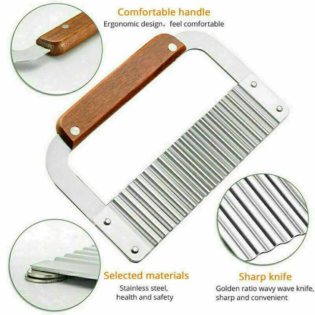 STAINLESS STEEL POTATO Chip Salad Vegetable Crinkle Cutter Kitchen