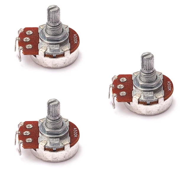 3pcs A500k Short Knurled Split Shaft Guitar Potentiometers 15mm Shaft Volume