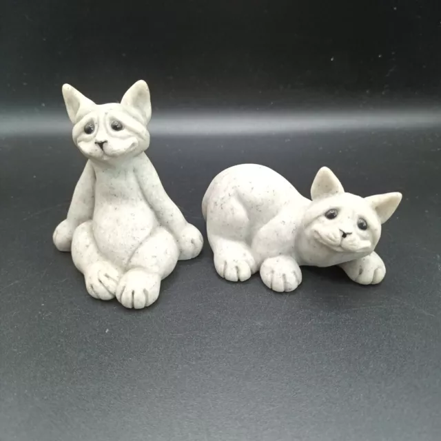 PAIR (2) Quarry Critters Second Nature Design Cat Statues Camero & Carl