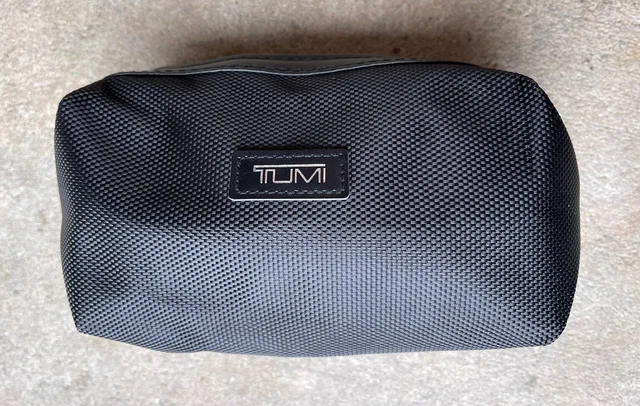 TUMI for Delta Black Small Amenity Pouch Zippered Soft Travel Case Dopp Kit Bag
