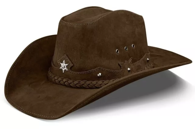 Chapeau de cowboy pour hommes et femmes en cuir véritable style campagne...