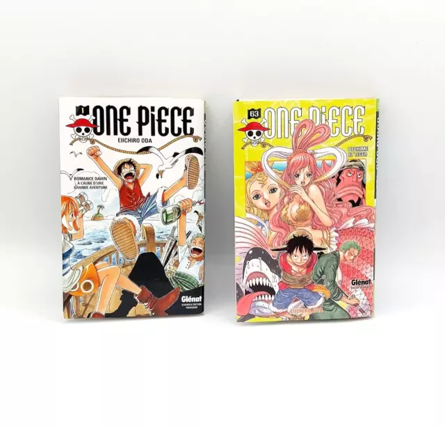 Lot de 2 mangas ONE PIECE Tome 1 et 63 Eiichiro Oda éditions Glénat 2012 et 2013