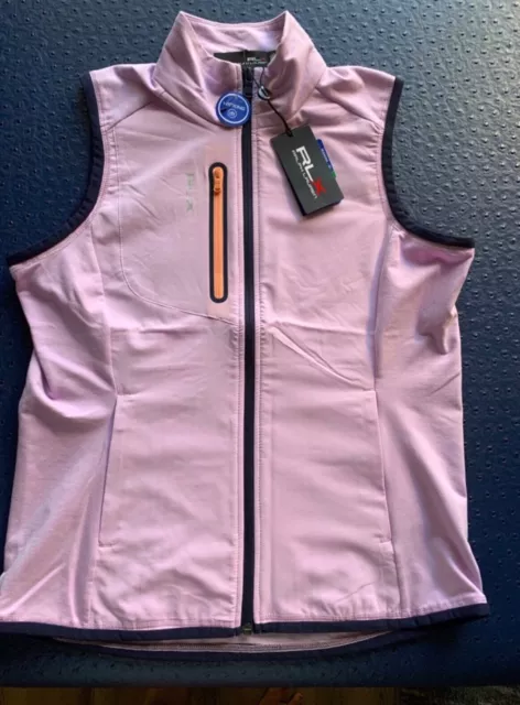 Rlx Golf Ladies Stunning Lilac Tech Terry Full Zip Golf Gilet Vest Bnwt Large