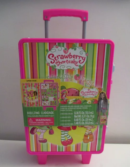 Strawberry Shortcake Rolling Luggage w/Hair Ties Nail Polish Lip Gloss & More!