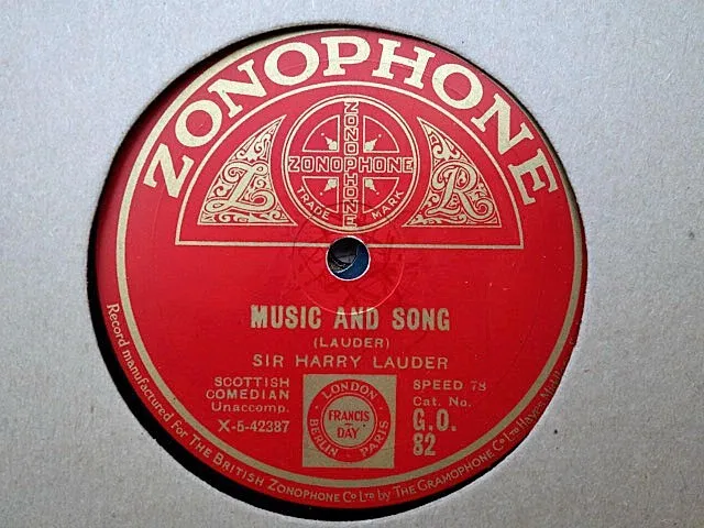 HARRY LAUDER - Music And Song / The End Of The Road 78 rpm disc (A++)