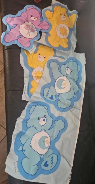 VTG Care Bear Cut & Sew Panel Pillows 5 FRONTS Bedtime Funshine & Share Bear