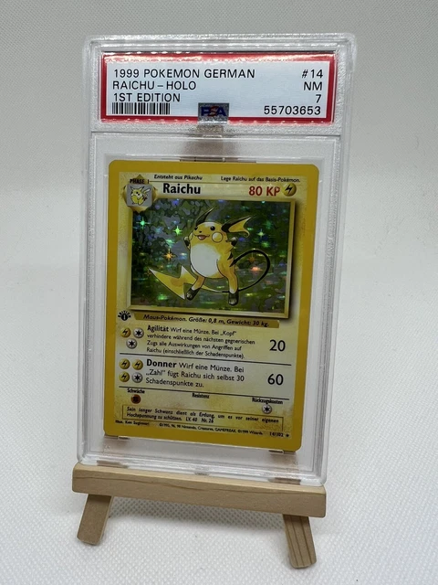 Pokemon Raichu 1. Edition 14/102 Base Set 1999 PSA 7 Near Mint Deutsch