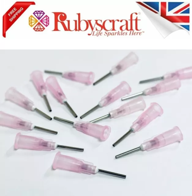 15pc Pink Dispensing Blunt Precision Tip Nozzle for Glue,oil,Paints, 1/2inch Tip